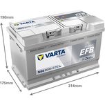 N80 Varta Dynamic EFB Start-Stop Car Battery 12V 80Ah (580500080) Type 110